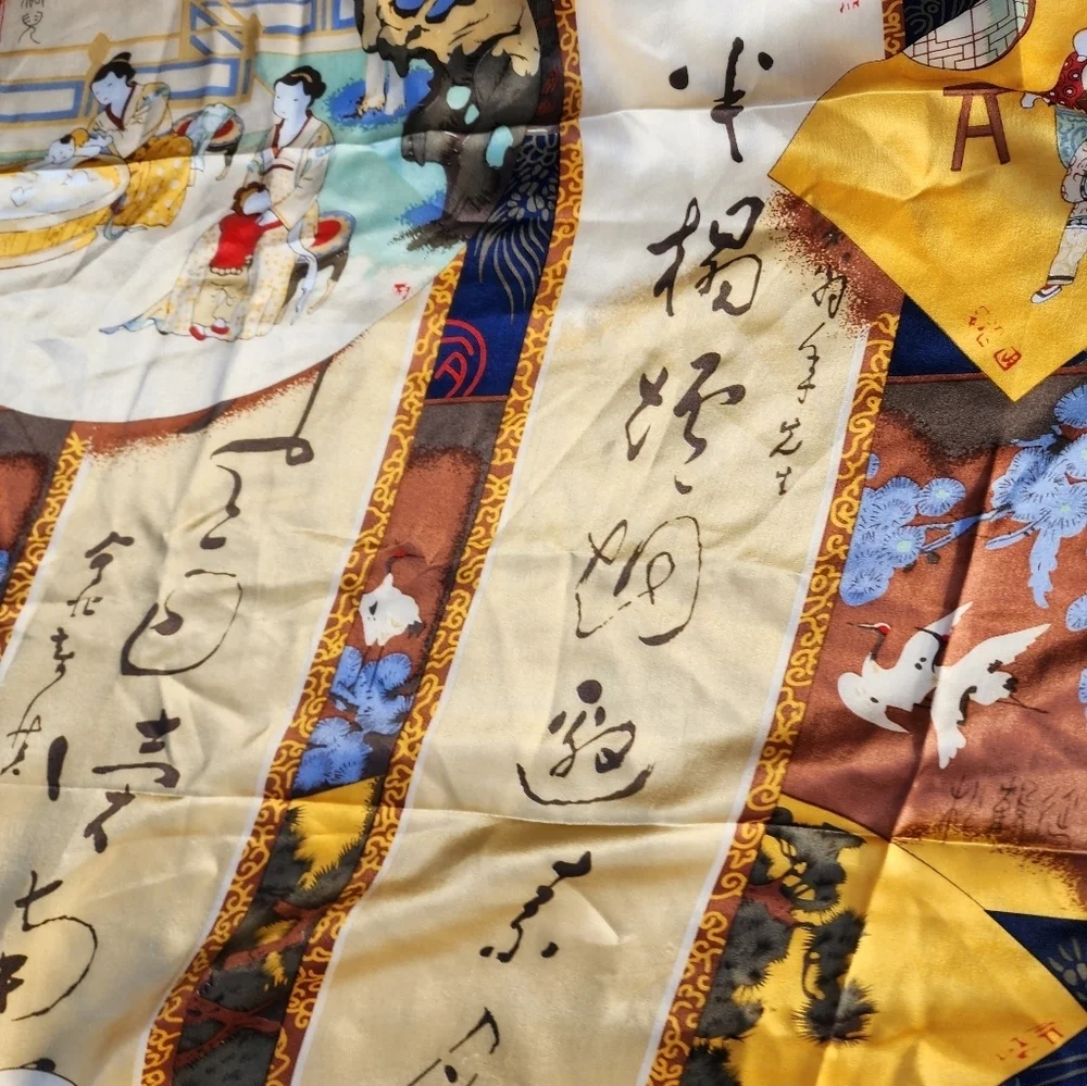 Waiki Asian water carrier silk scarf‎ NWT